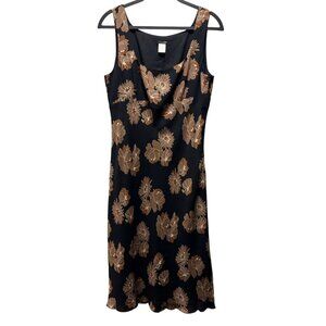J. Crew Womens Black & Brown Floral Sleeveless Silk Dress Size 12